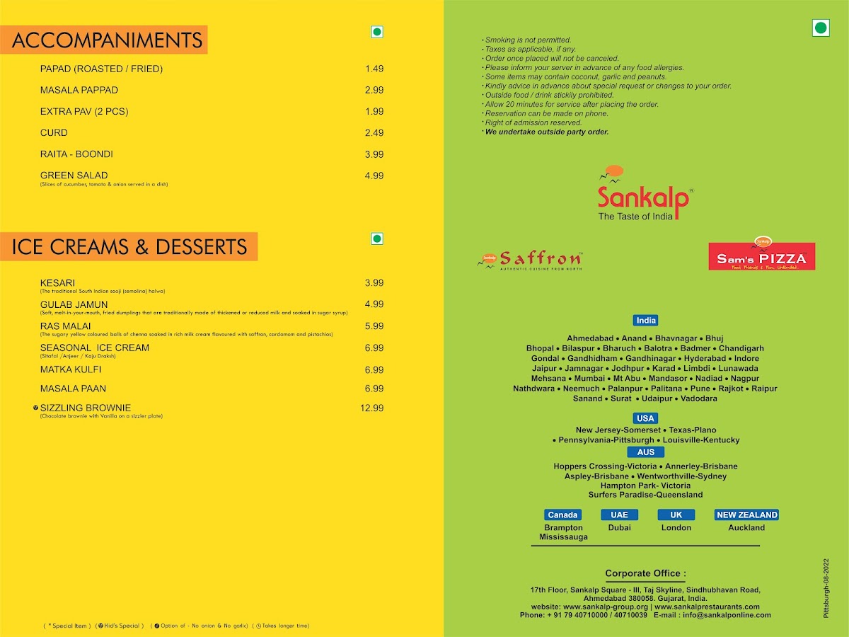 Sankalp The Taste of India Menu - Image 5